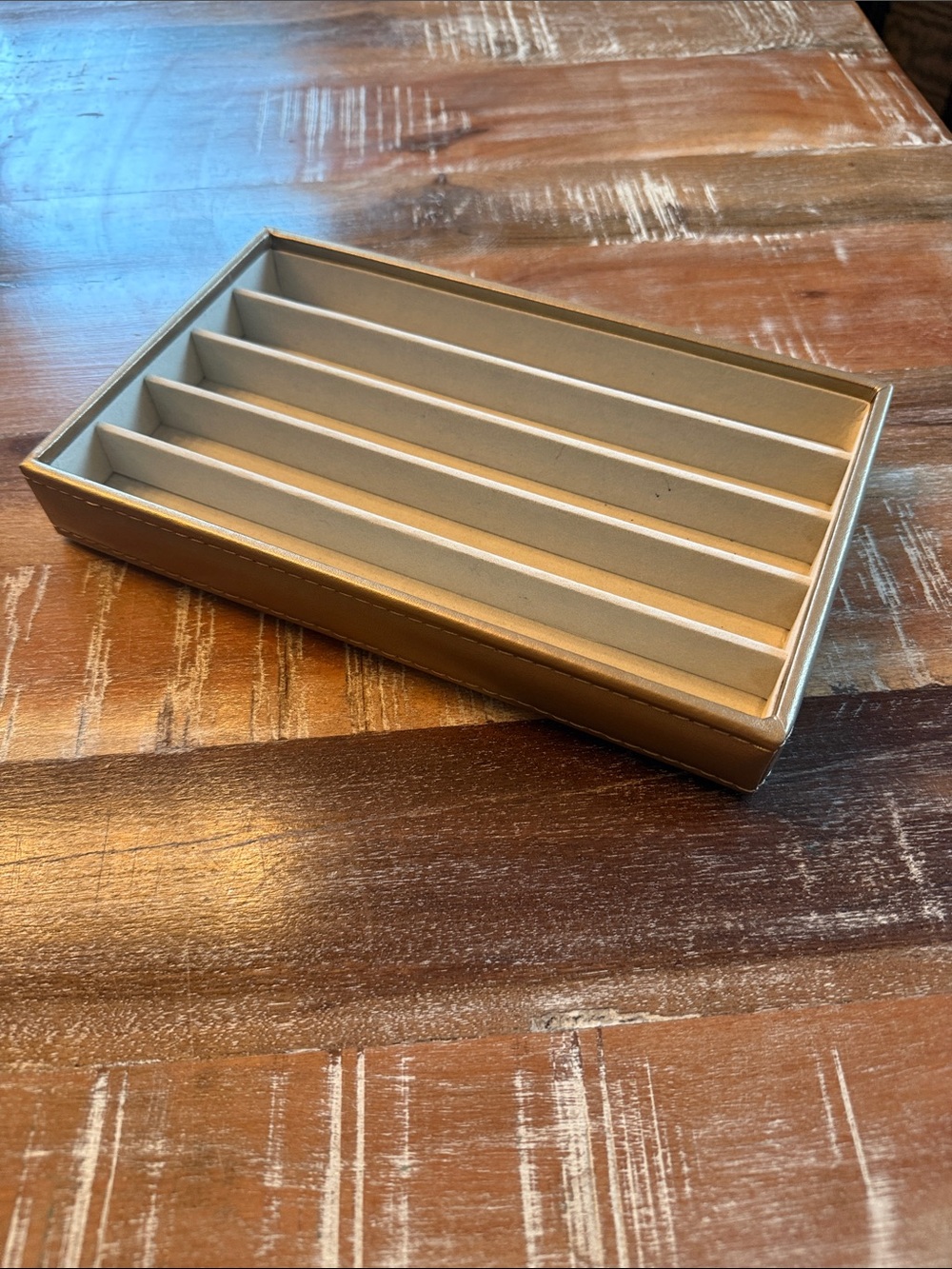 Gold Jewelry Tray Organizer with Velvet-Lined Compartments
